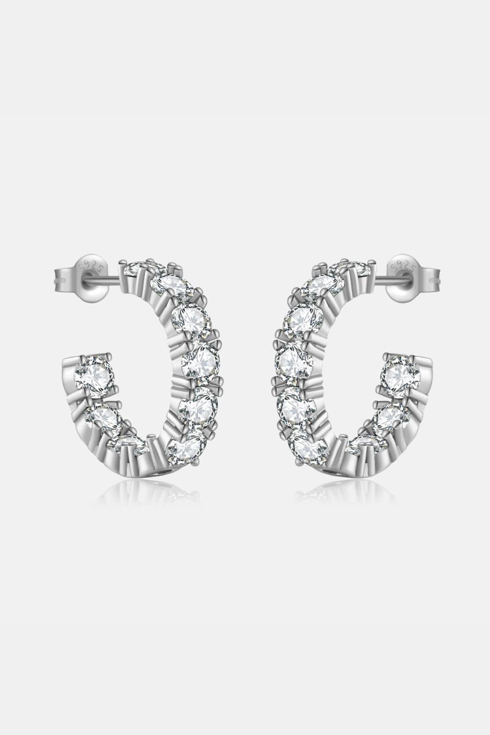 Inlaid Zircon C-Hoop Earrings