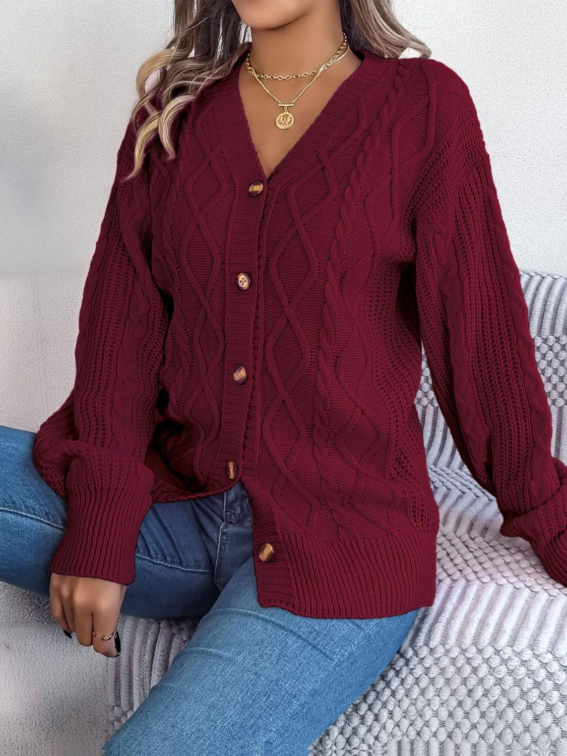 Cable-Knit Long Sleeve Cardigan