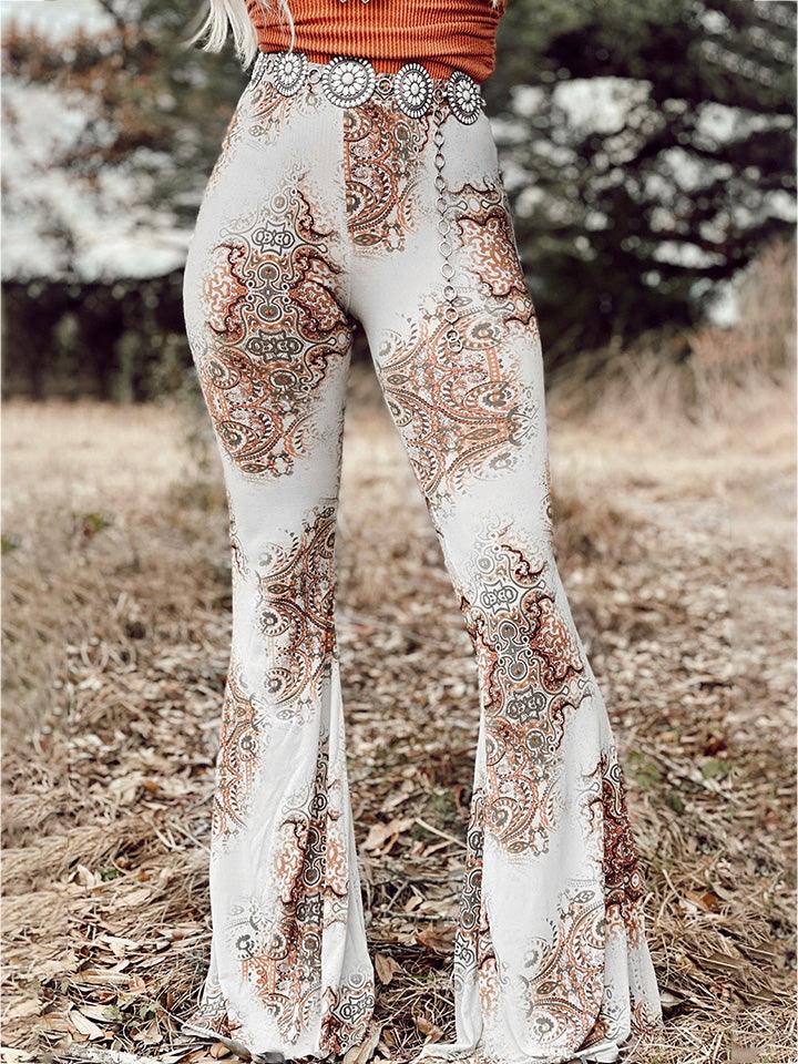 Printed Bodyline Flare Pants