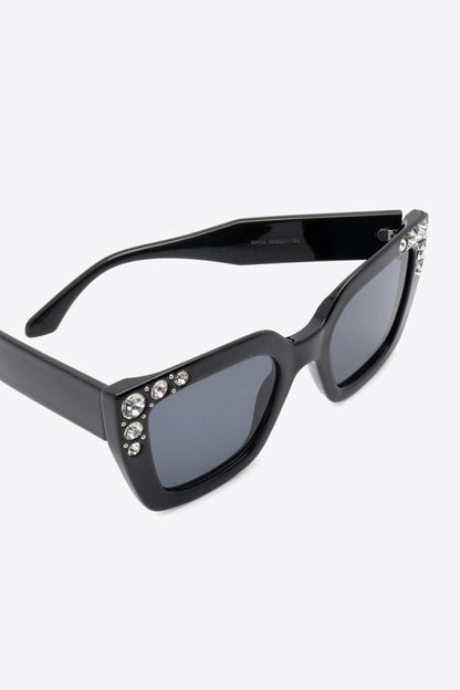 Inlaid Rhinestone Polycarbonate Sunglasses