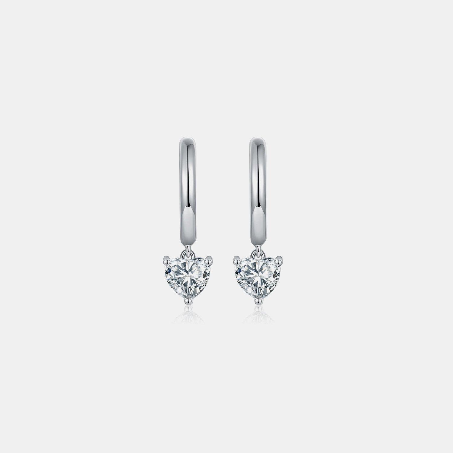 1 Carat Moissanite 925 Sterling Silver Heart Earrings