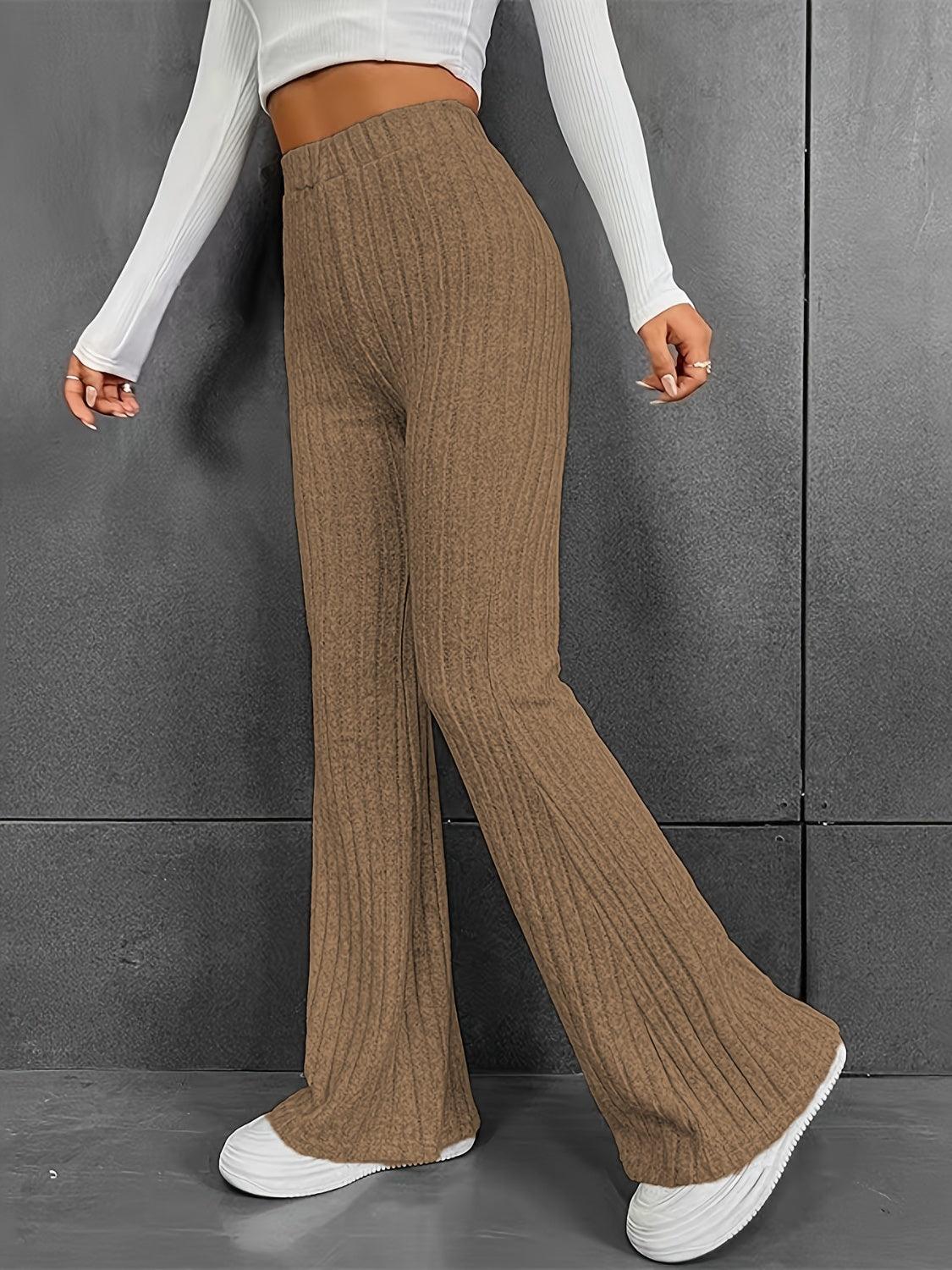 Ribbed High Waist Bootcut Pants