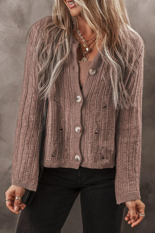Button Up Long Sleeve Cardigan Carauana Store