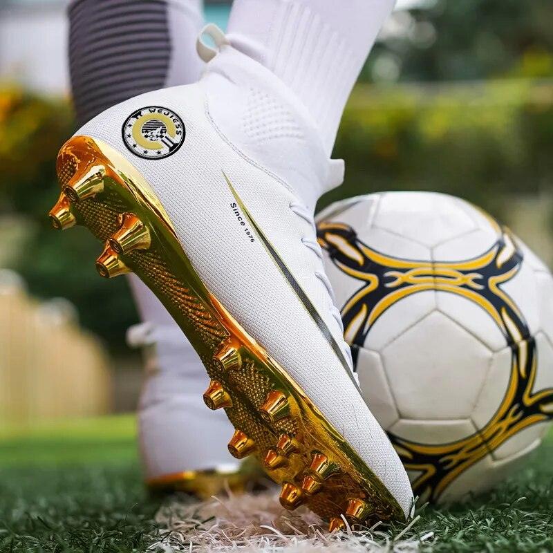 Adult and Teenager Soccer Cleats in White_Gold - Shop Today!