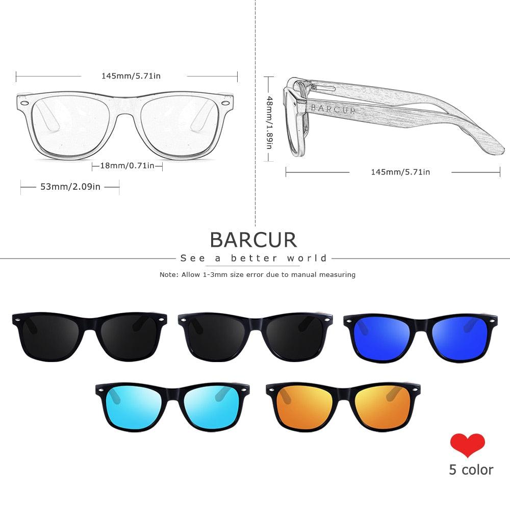 BARCUR Sunglasses Anti Blue Night Vision Mirror Free Wood Box