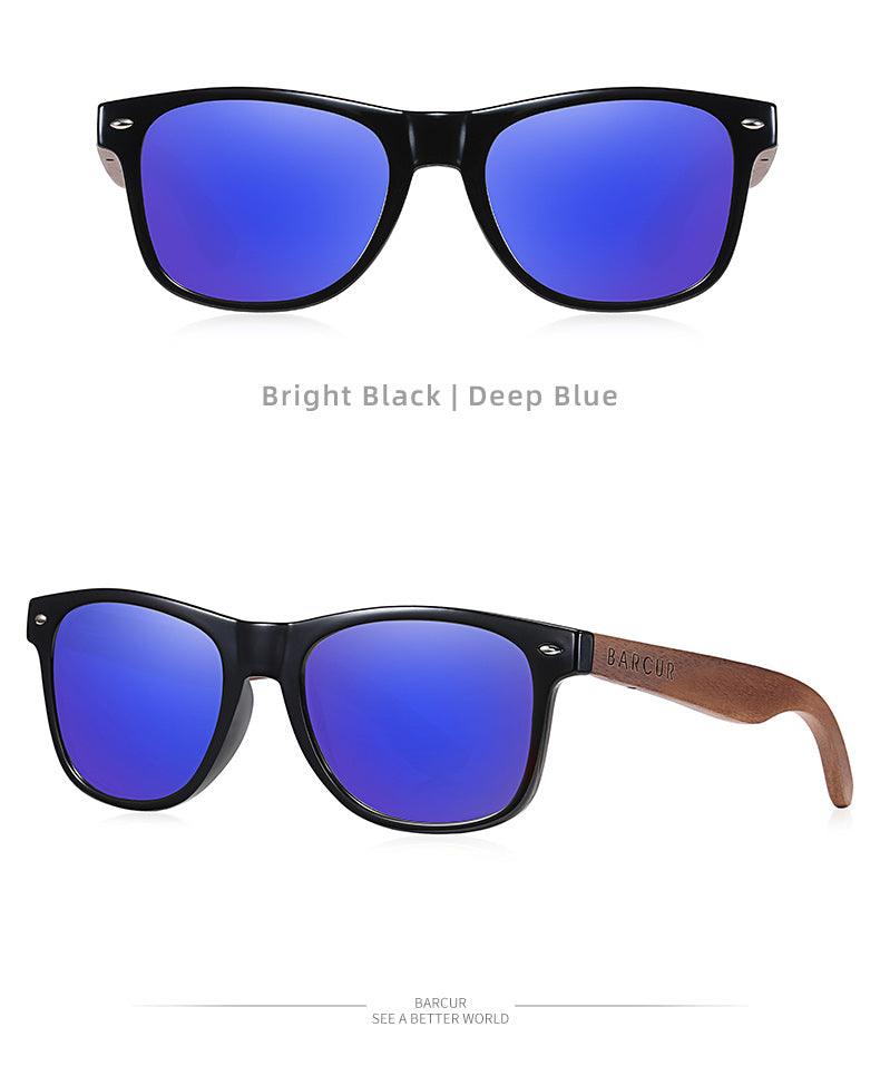 BARCUR Sunglasses Anti Blue Night Vision Mirror Free Wood Box