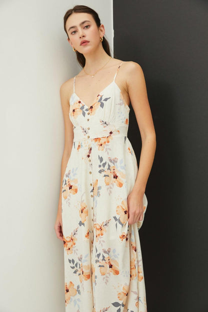 Be Cool Floral Button Down Cami Midi Dress