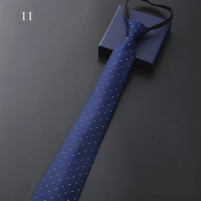 Blue tie with white dots