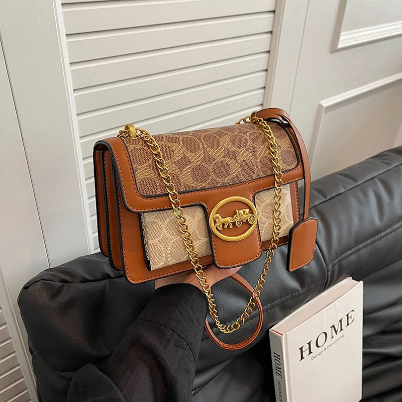 CaRaUaNa iconic Retro Shoulder Bag coffe and beige