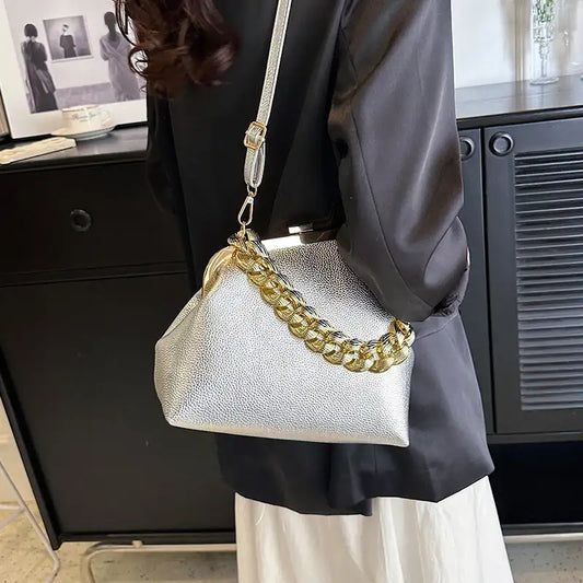 Carauana UNIU Knitted Crossbody Bag NEW COLLECTION SILVER with model