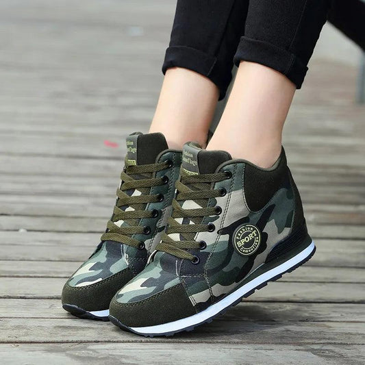 Carauana Women Camouflage 6.5cm Heel Height Increase Casual Shoes