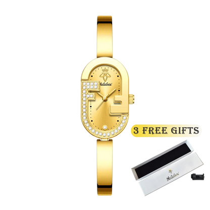 Carauana Find Gold-Plated Watch Gold and gold display with3 free gifts.
