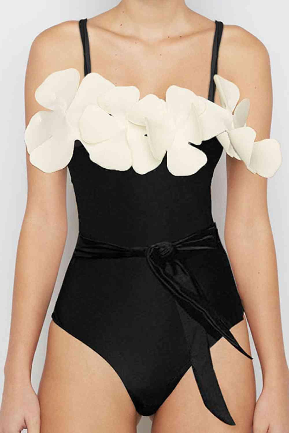 Contrast Flower Detail One-Piece Swimsuit