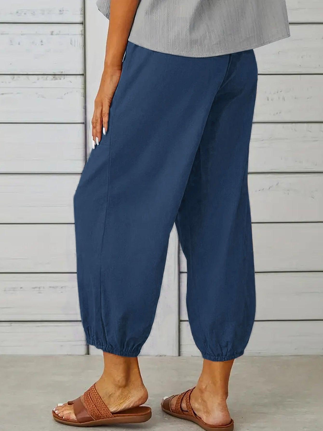 Decorative Button Cropped Pants