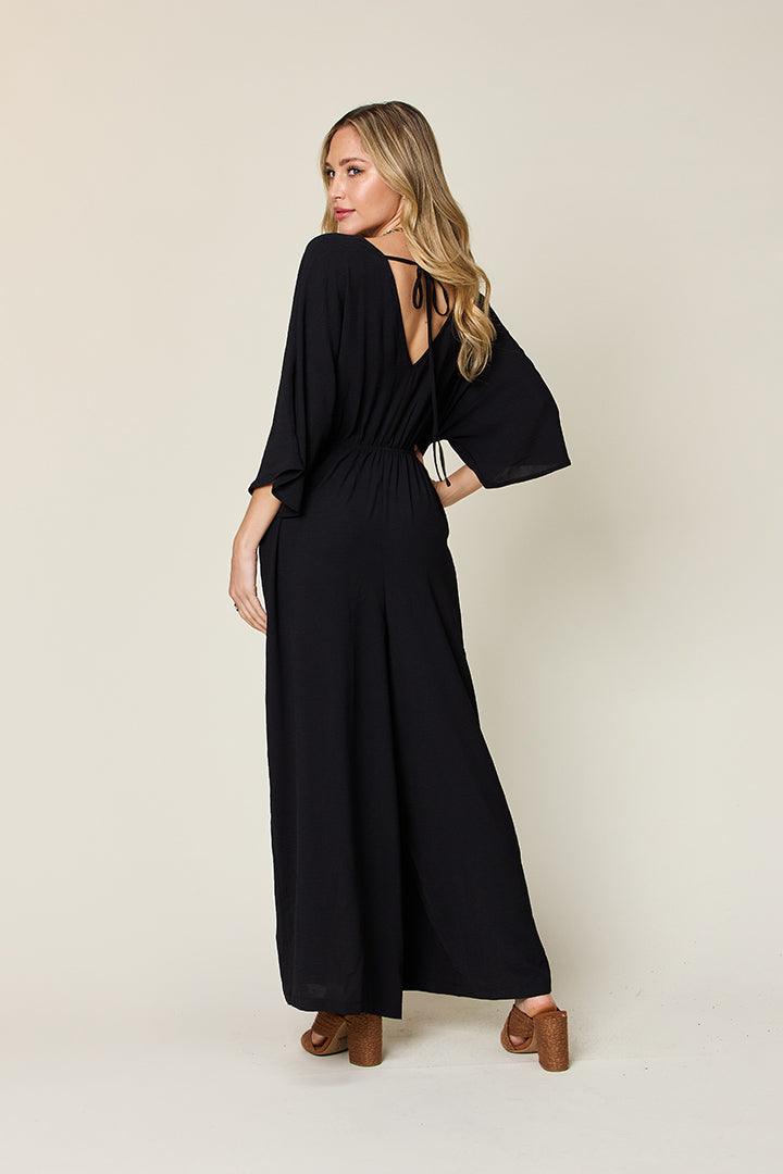 Double Take Full Size Half Sleeve Wide Leg Jumpsuit