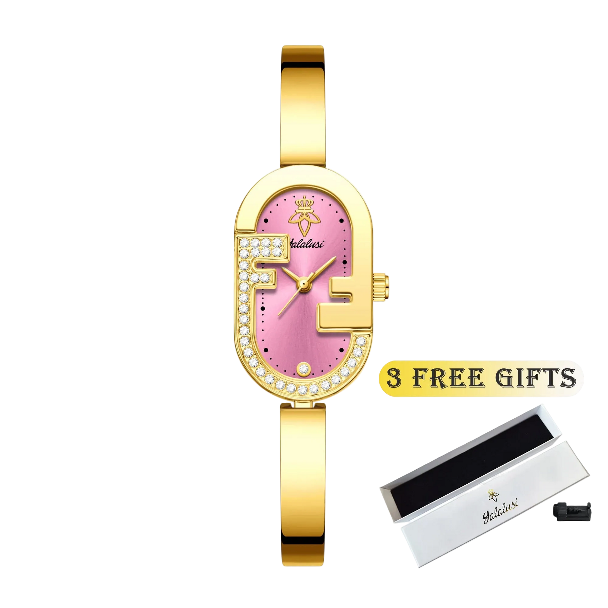 Gold and pink Carauana Find Gold-Plated Watch with3 free gifts.