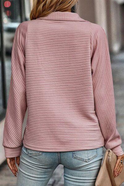 Half Zip Collared Neck Sweatshirt