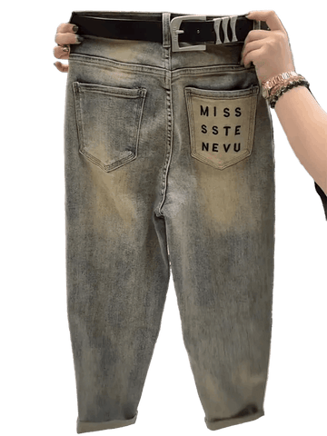 High-Waist Light Wash Loose Harem Jeans for Women 4XL