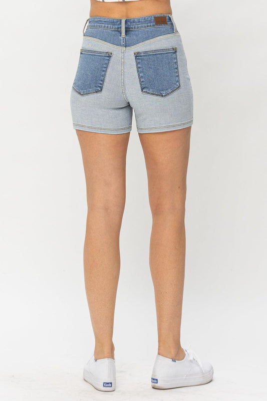 Judy Blue Full Size Color Block Denim Shorts Carauana Store