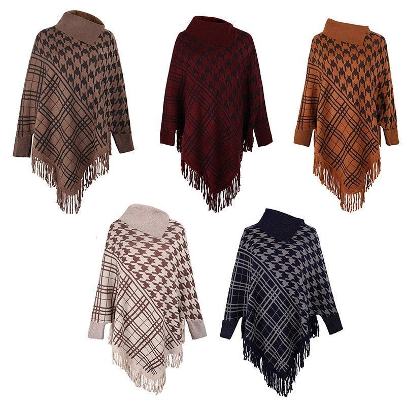 Knitted Shawl Women Warm Tassel Pullover Imitation Cashmere