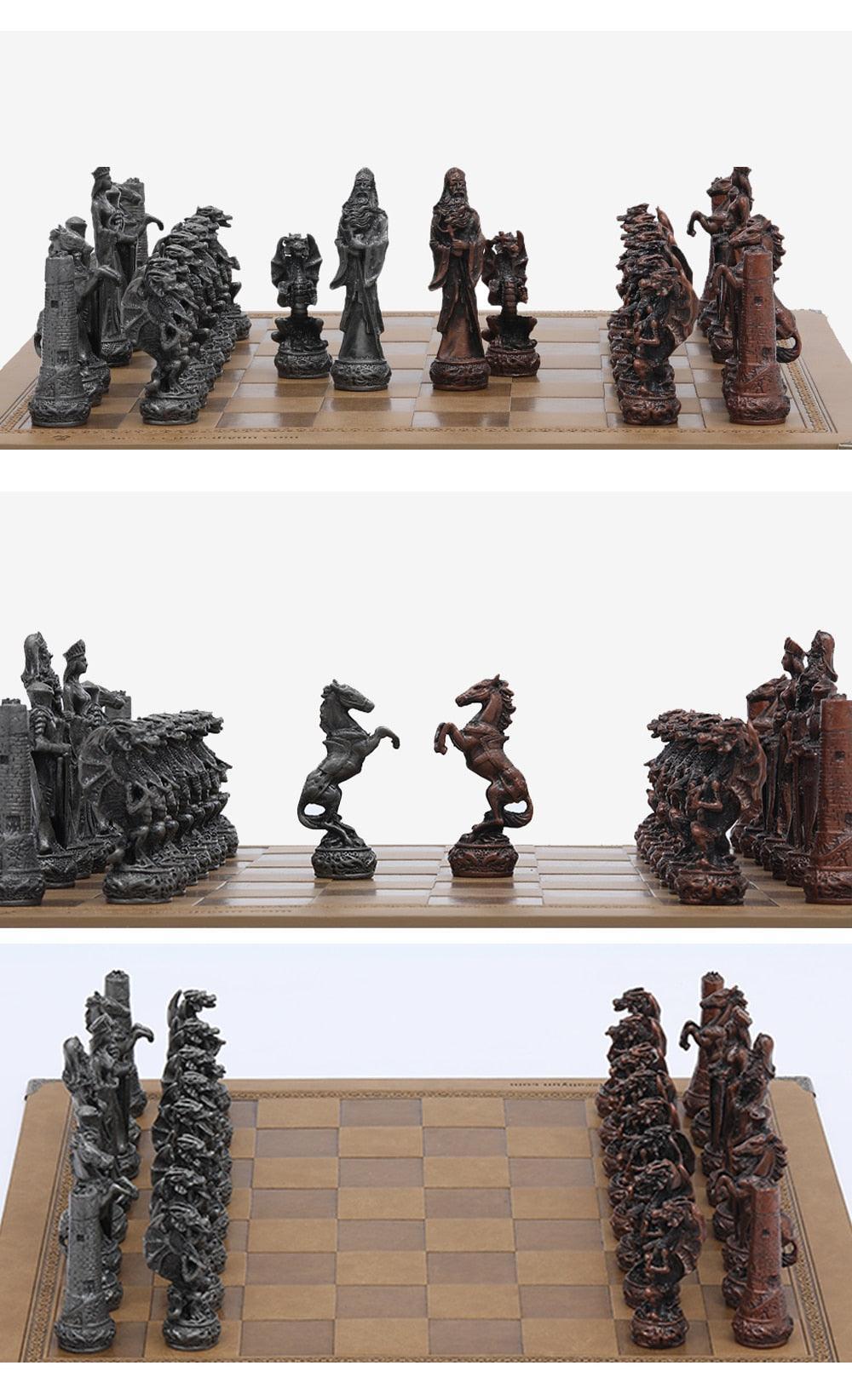 Luxury Chess Metal Theme Leather Board