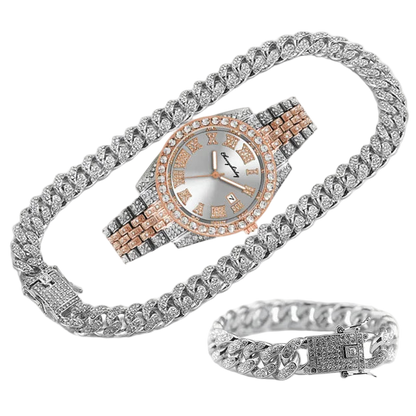 Luxury watch with a diamond-studded bracelet