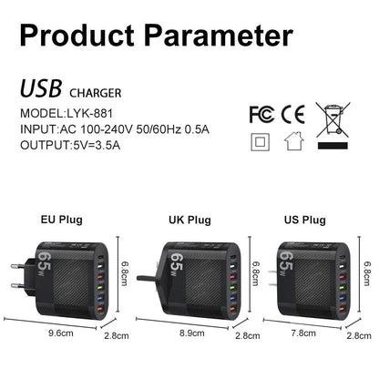 Mobile Phone Charger | Fast Charging | 5USB+Type-C