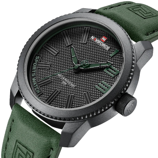 Naviforce watch with green strap and gray case