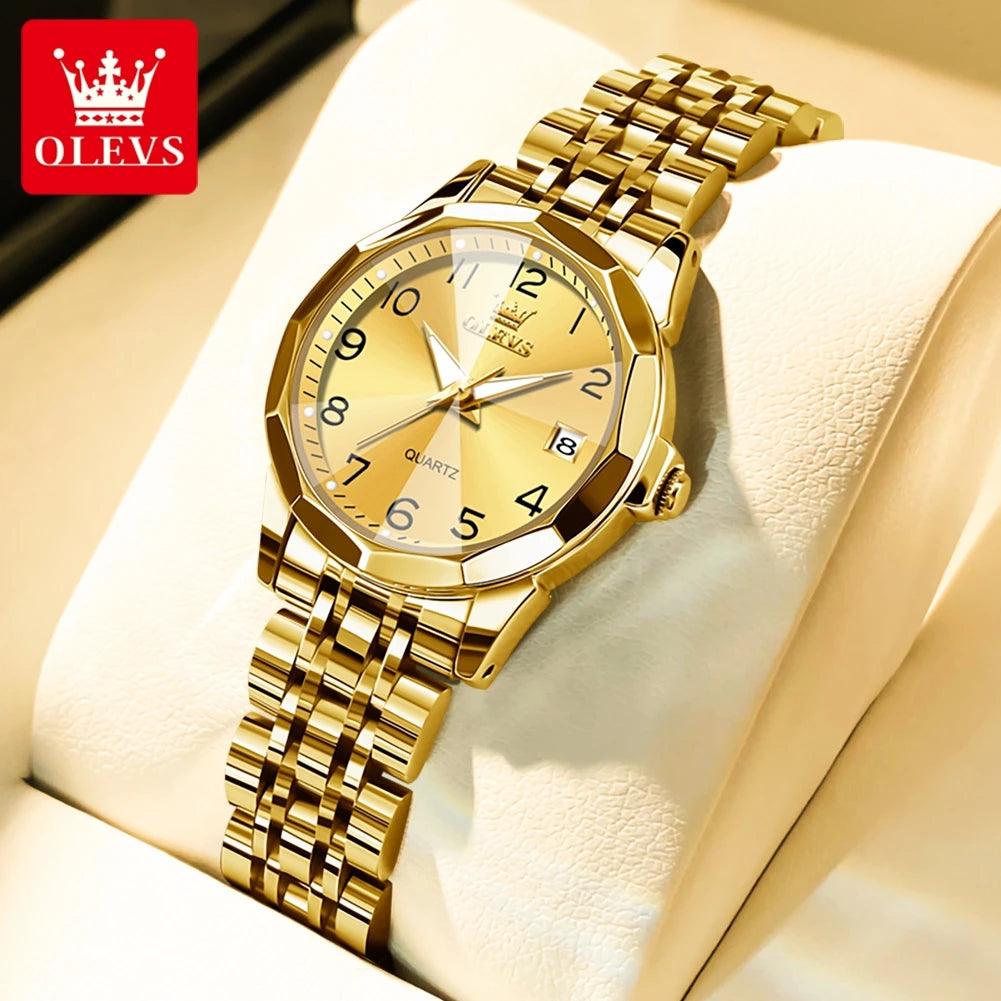 OLEVS Dance of Time: Stainless Steel Elegance with Eternal Calendars Couple's Watches Box Set