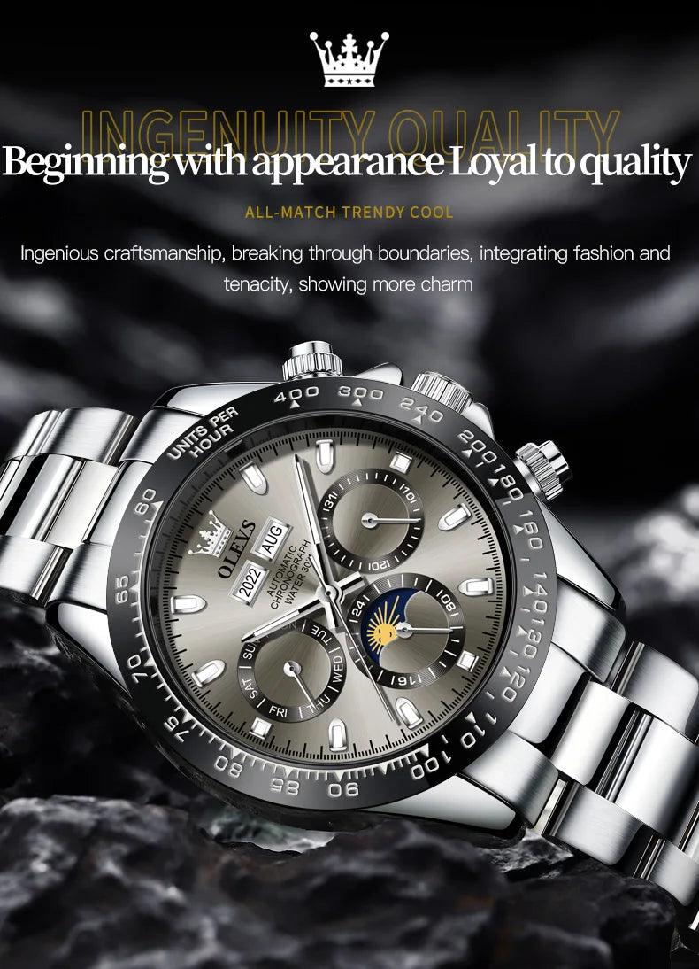 OLEVS Luxury Men's Chronograph Automatic Mechanical Wristwatch-Top Brand Watch