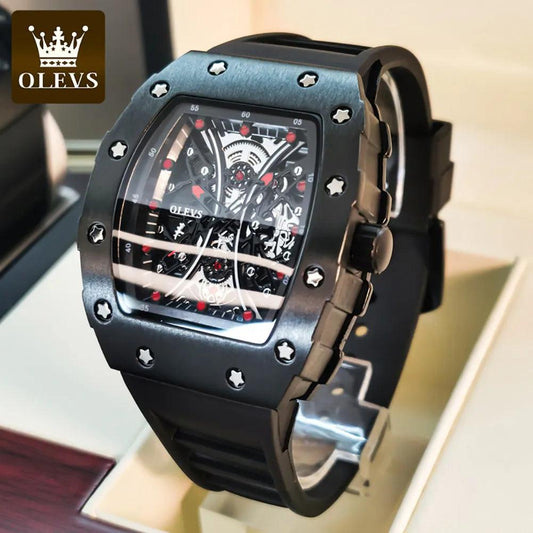 OLEVS Men's Fashion Barrel Shaped Dial Quartz Wristwatch