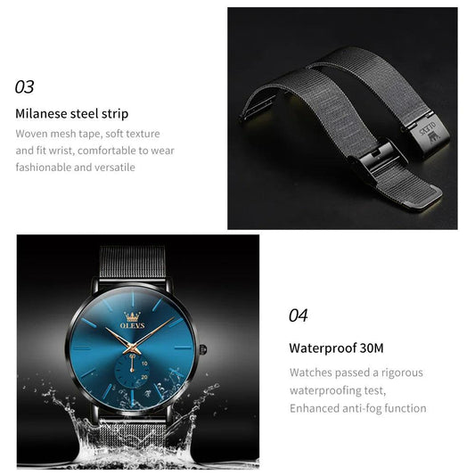 OLEVS Men's Minimalist Ultra-thin Original Quartz Watch