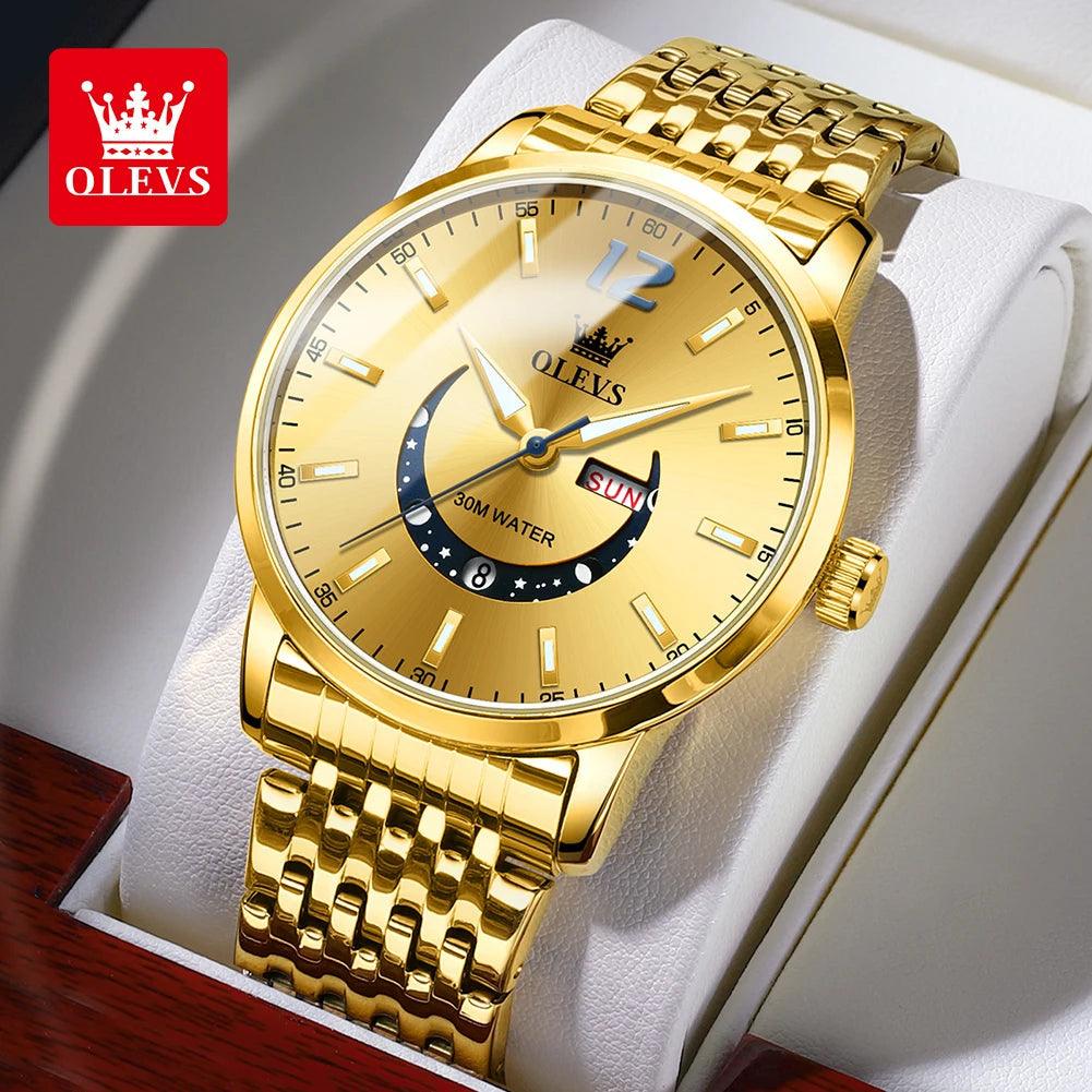 OLEVS Men's Watches Fashion Trend Crescent Shaped Dial Original Quartz Watch