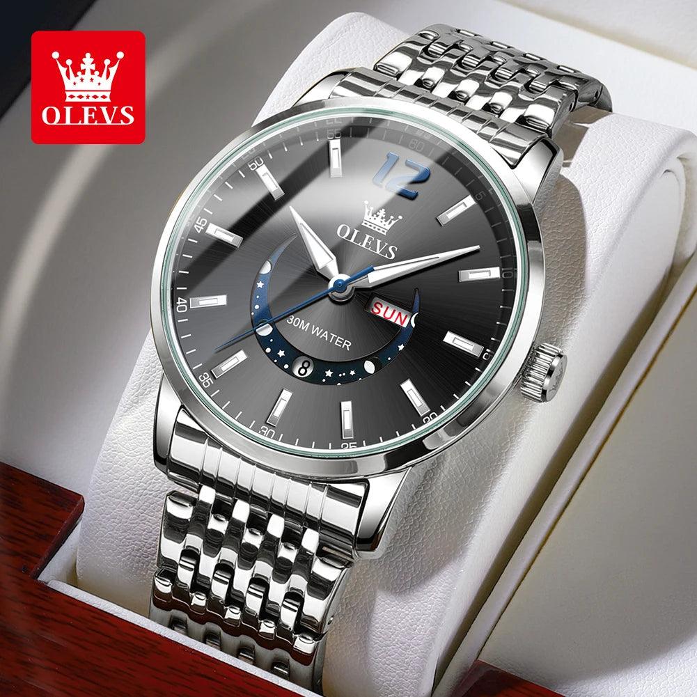 OLEVS Men's Watches Fashion Trend Crescent Shaped Dial Original Quartz Watch