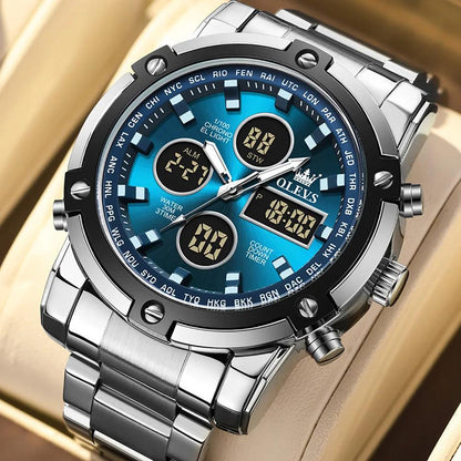 OLEVS Men's Watches Original Multifunctional Wlectronic Watch for Man Waterproof Luminous Alarm Clock Fashion Dress