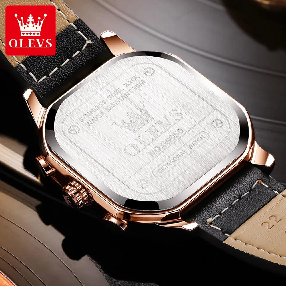 OLEVS Original Certification Top Luxury Men's Watches Waterproof Fashion Luminous Multifunctional Quartz Watch Leather Strap