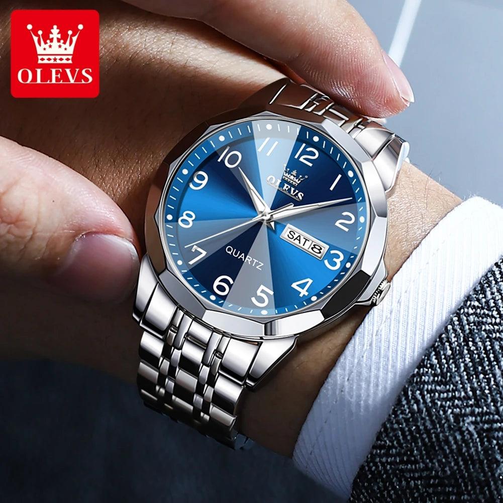 OLEVS Stainless Steel Quartz Watch | Fashionably Functional with Luminous Display and Water Resistance