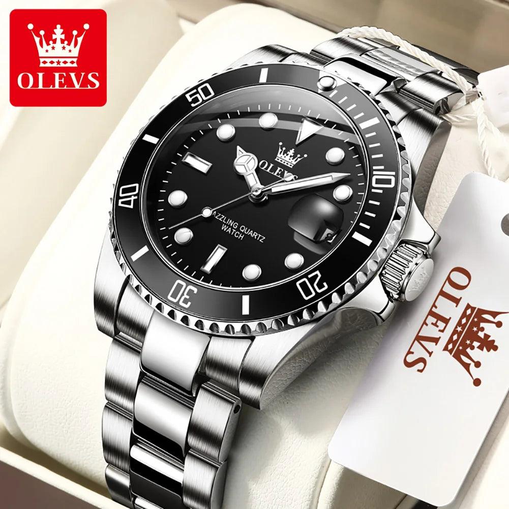 OLEVS Watches for Men with Date Luxury Big Face Waterproof Mens Wristwatch Analog Dress Two Tone Stainless Steel Man Watch