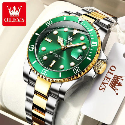 OLEVS Watches for Men with Date Luxury Big Face Waterproof Mens Wristwatch Analog Dress Two Tone Stainless Steel Man Watch