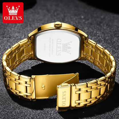 OLEVS/5528 Stainless Steel Luxury Quartz Watch | Elegant Tonneau Case with Shock Resistance and Week Display