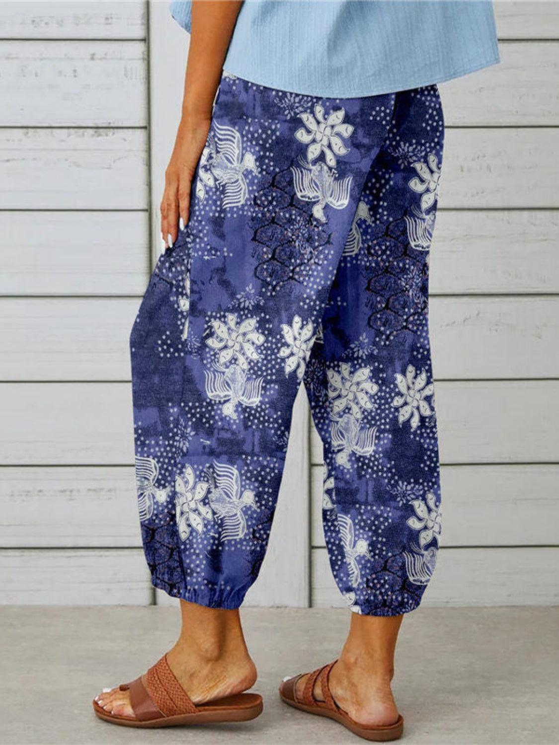 Printed Tied Cropped Pants