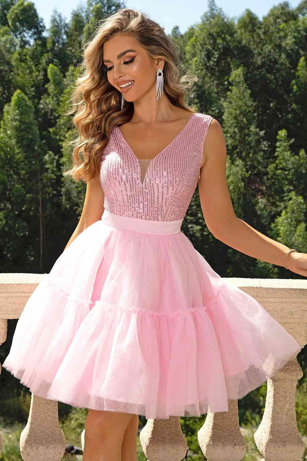 Sequin Sleeveless pink Dress