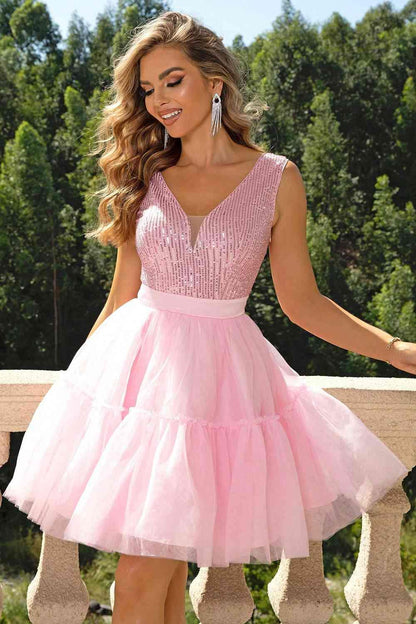 Sequin Sleeveless pink Dress