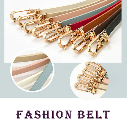 Set of fashion belts with gold buckles