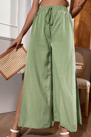 Side Slit Wide Leg Pants