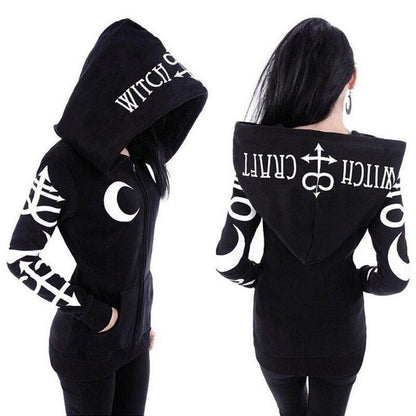 Women Hoodies Gothic Moon Letters