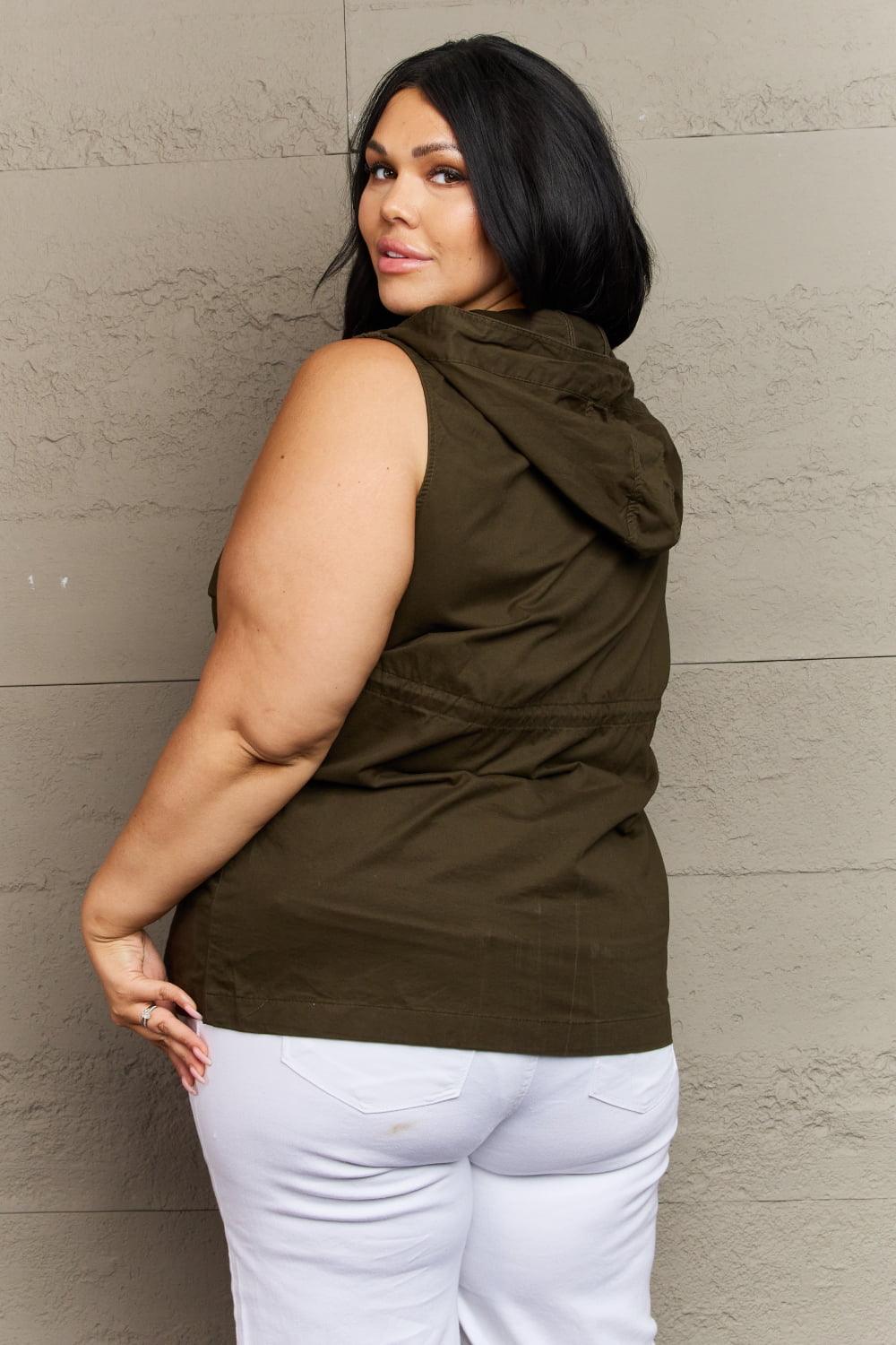 Zenana More To Come Full Size Military Hooded Vest