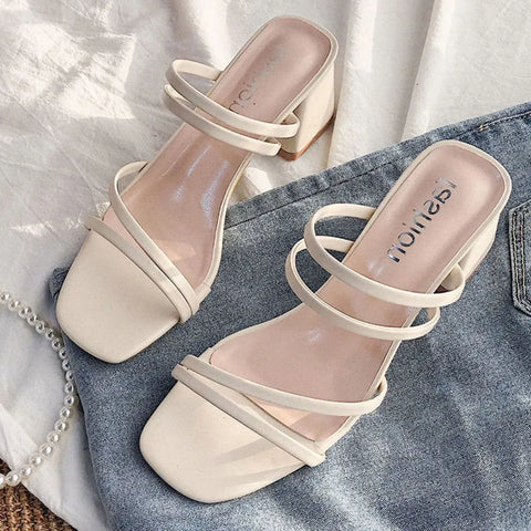 Open Toe Block Heels Sandals