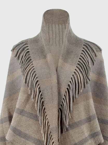 Fringe Detail Open Front Poncho