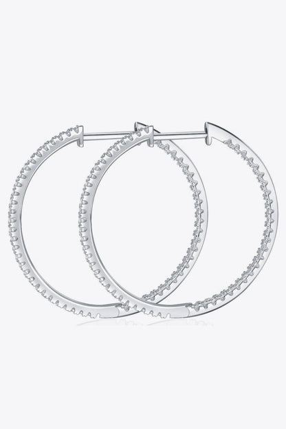 Adored Inlaid Moissanite 925 Sterling Silver Hoop Earrings